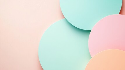 Poster - Pastel circles overlapping in soft, minimalist composition, creating contemporary geometric pattern for graphic design and digital layouts