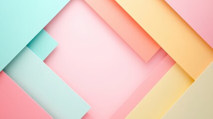 Poster - Pastel geometric paper stripes creating diagonal patterns and linear composition, revealing soft pink backdrop with generous negative space for graphic design applications