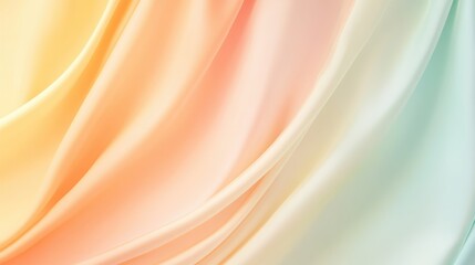 Poster - Soft silk fabric cascading in pastel hues, generating smooth waves and delicate texture, representing luxury textile backdrop for creative fashion and design compositions
