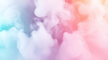 Poster - Pastel smoke billowing, creating ethereal abstract shapes and swirling patterns against vibrant background, representing creative artistic expression