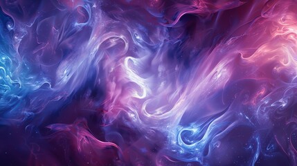 Poster - Abstract digital art with swirling, translucent blue and purple shapes creating a dreamy and ethereal effect.