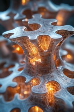 Glowing organic structure intricate network design