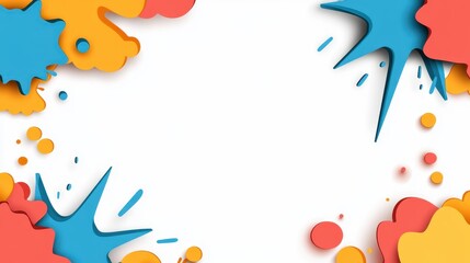 Poster - Colorful paper cutouts layering abstract geometric shapes, creating dynamic composition with negative space for graphic design backgrounds