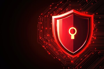 Poster - Digital Shield Symbolizing Cybersecurity Protection with Data Streams in a Modern Interface