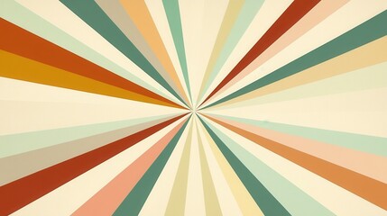 Poster - Vintage inspired sunburst pattern radiating colorful stripes, emanating dynamic energy from central point with retro color scheme