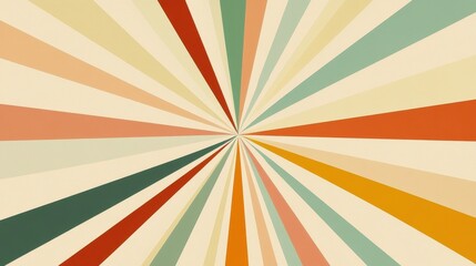 Poster - Retro style radial sunbeams bursting with vivid colors, generating dynamic visual energy across nostalgic graphic design background