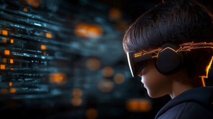 Poster - Futuristic Technology Background with Virtual Reality Concept