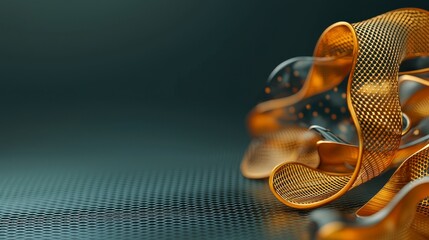 Poster - Blue and Gold Abstract Flowing Background