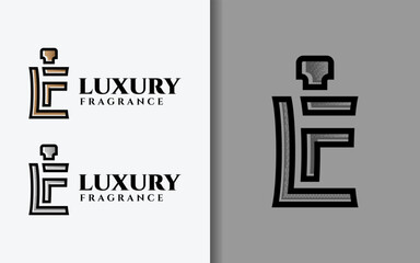 Poster - Luxury Fragrance Logo Design. Abstract Initial Letter L and F Combination as Perfume Bottle Design Concept.