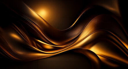 Aufkleber - Elegant golden waves flow gently across a dark backdrop, creating a visually rich, sophisticated, and abstract design.