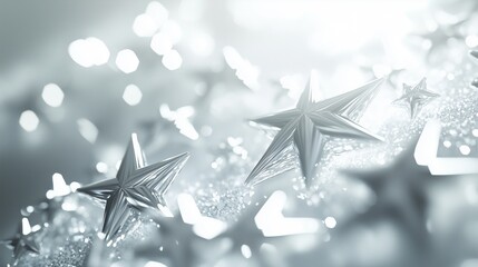 Fototapete - Golden stars on a shiny background. A transparent background with shining stars. A glare of white radiance light from an explosion. Shiny backdrop adorned with lifestyle golden stars.