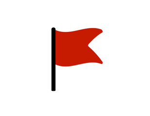 Poster - simple red flag icon symbolizes an alert or warning signal on a clear background.