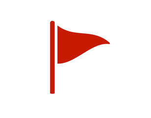 Poster - simple red flag icon with a white backdrop, symbolizing alert or caution.