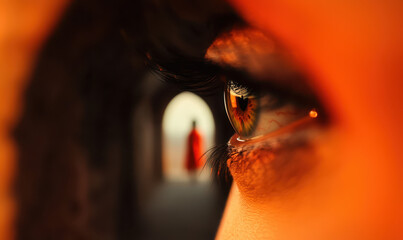 Poster - Captivating Reflection of Serenity: An Eye's Perspective on Beauty and Emotion in a Shadowy Landscape