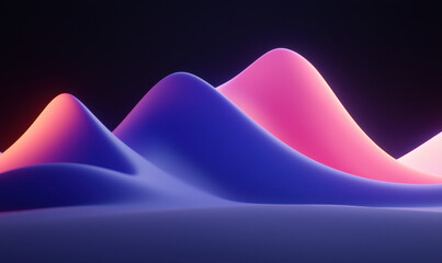 Poster - Vibrant Abstract Landscape: A Journey Through Colorful Gradients and Flowing Forms in Digital Art