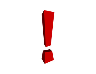 Poster - A striking red exclamation mark symbol with a bold shadow effect, emphasizing importance.