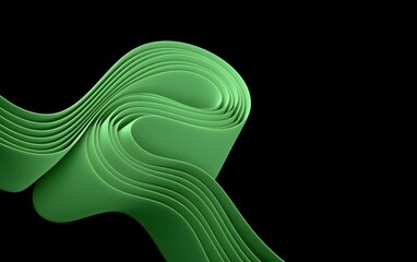 Poster - Dynamic Green Layers: Abstract 3D Sculpture Design with Elegance and Depth