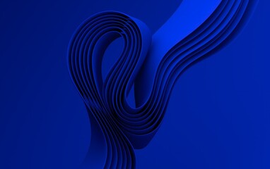 Poster - Abstract Blue 3D Layers: Smooth Flowing Curves on a Bold Monochrome Background