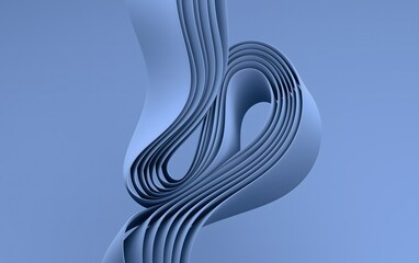 Poster - Elegant Abstract Sculpture in Blue: Smooth Curves and Layered Geometry
