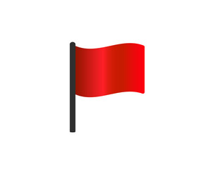 Poster - a simple red flag waving on a pole, symbolizing caution or alert. perfect for symbols of warning or 