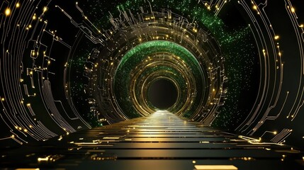 Poster - Abstract digital matrix with futuristic energy flows, symbolizing AI and modern technology.