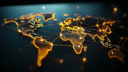 Global network connections, world map, digital background, business concept