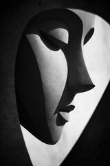 Poster - Explore the Emotive Depth of This Abstract Sculpture in Striking Black and White, Capturing the Essence of Human Expression