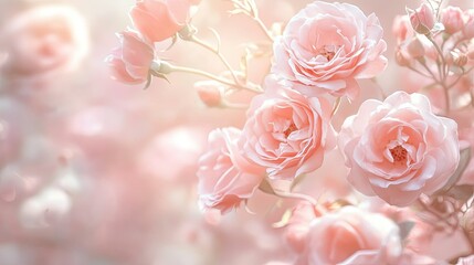Aufkleber - A dreamy floral background featuring soft pink roses in a delicate pastel blur for a romantic aesthetic.