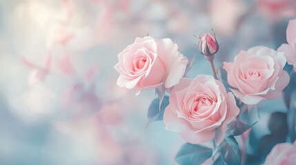 Aufkleber - A dreamy floral background featuring soft pink roses in a delicate pastel blur for a romantic aesthetic.