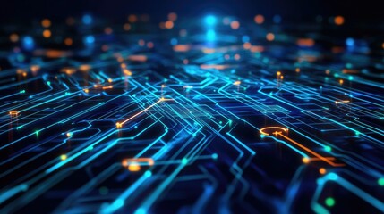 Poster - A glowing network web with electric blue and green energy lines forming a complex digital pattern.