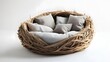 © Mr image - Nest-like Sofa: An artistic, cozy sofa resembling a bird's nest. A uniquely designed piece featuring plush cushions invites relaxation and tranquility.