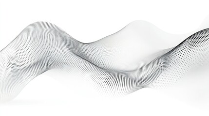 Poster - A high-tech abstract white background with interconnected points forming a digital network-like wave.