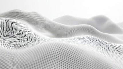 Poster - A high-tech abstract white background with interconnected points forming a digital network-like wave.