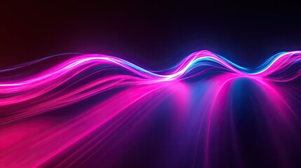 Poster - A mesmerizing neon light wave flowing smoothly in a dark space, emitting a radiant, futuristic glow.