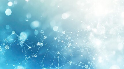 Poster - A modern science and technology-inspired abstract background with white and blue tones and delicate molecular patterns.