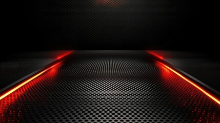 Poster - A modern tech-inspired abstract background with deep black tones, red neon streaks, and a subtle metal floor texture.