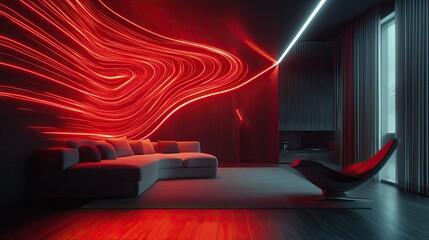 Poster - A sleek and modern high-tech design featuring flowing red light streaks and an organic motion effect.