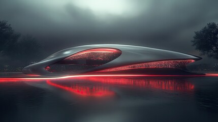 Poster - A sleek and modern high-tech design featuring flowing red light streaks and an organic motion effect.
