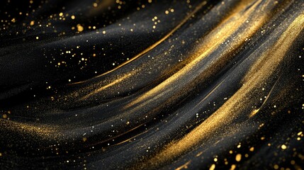 Poster - A sleek luxury black and gold abstract background with metallic textures and soft diagonal golden streaks.