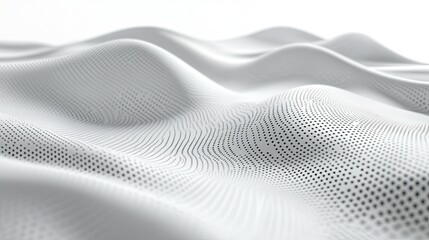 Poster - A sleek white futuristic background featuring interconnected dots and lines forming a digital wave pattern.