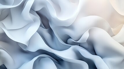 Poster - A soft abstract white and gray satin wave texture with delicate folds creating a dreamy and elegant background.