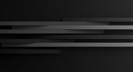 Poster - Smooth Fading Straight Lines In A Row 3D Vector Blurred Effect Dark Gray Abstract Background. Rendered Wall. Minimalistic Black Empty Space Abstract Wallpaper