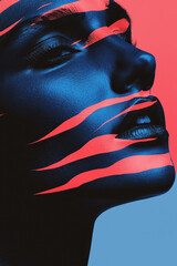 Poster - Striking Portrait Artistry: A Bold Fusion of Colors and Emotions Captured in a Contemporary Aesthetic
