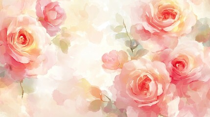 Poster - A visually pleasing blur-style background featuring sweet pink roses in a soft and delicate color palette.