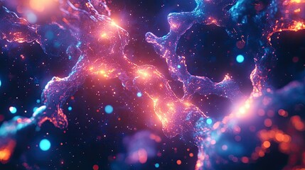 Poster - A visually stunning abstract design of interconnected glowing nodes, creating a dynamic and modern tech background.