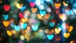 © savittree - Enchanting Valentine bokeh with a cascade of glowing neon hearts and soft lens flares.
