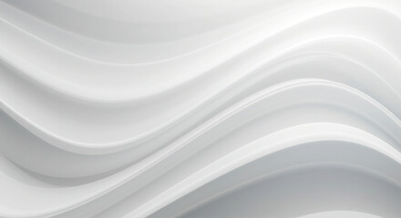 Poster - White Clear Blank Subtle Geometric Abstract Vector Background. Monotone Soft Light Wavy Surface. 3D Sci-Fi Futuristic Conceptual Illustration. Minimalist Wallpaper