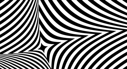 Wall Mural - abstract black and white optical illusion background featuring geometric star shape patterns with dy