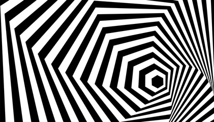 Wall Mural - abstract black and white optical illusion background featuring geometric hexagon shape patterns with
