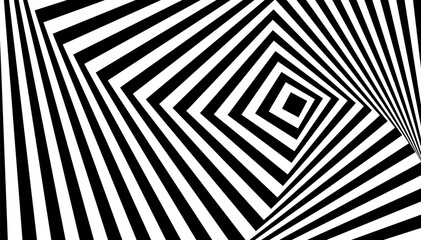 Wall Mural - abstract black and white optical illusion background featuring geometric square shape patterns with 
